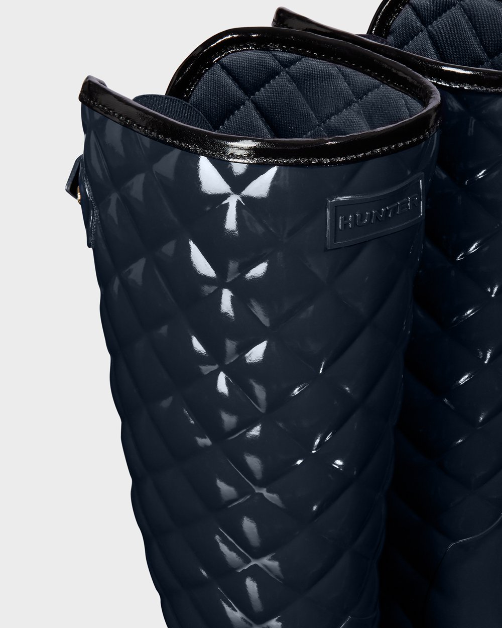 Hoge Regenlaarzen Dames - Hunter Refined Adjustable Quilted Gloss - Donker Blauw - 50YNAMQEW